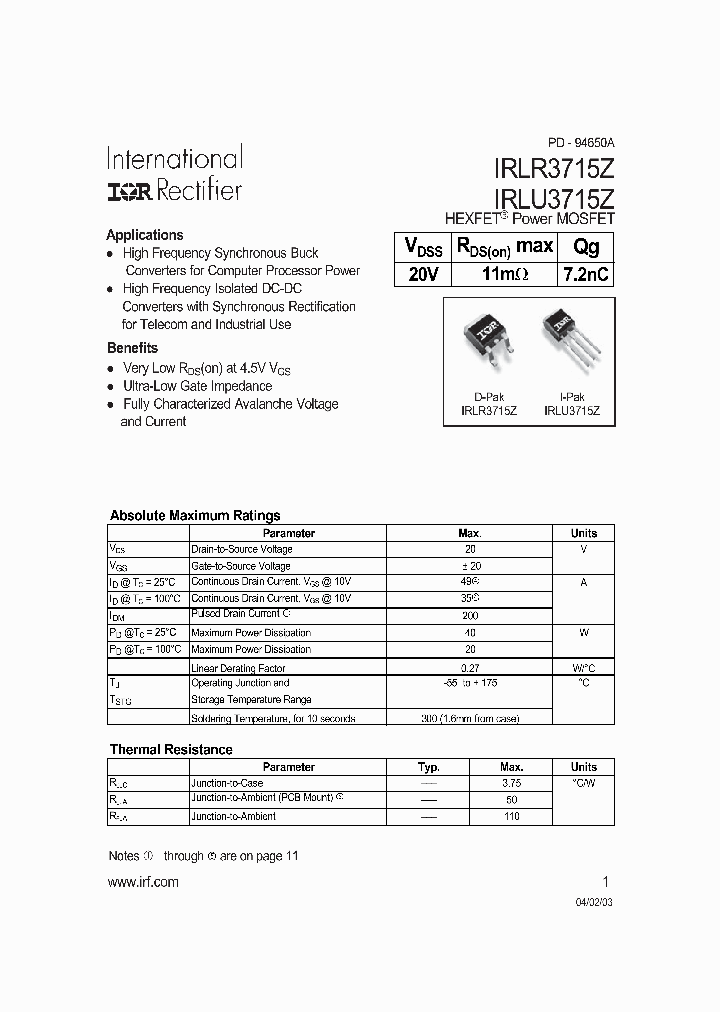 IRLR3715Z_937618.PDF Datasheet
