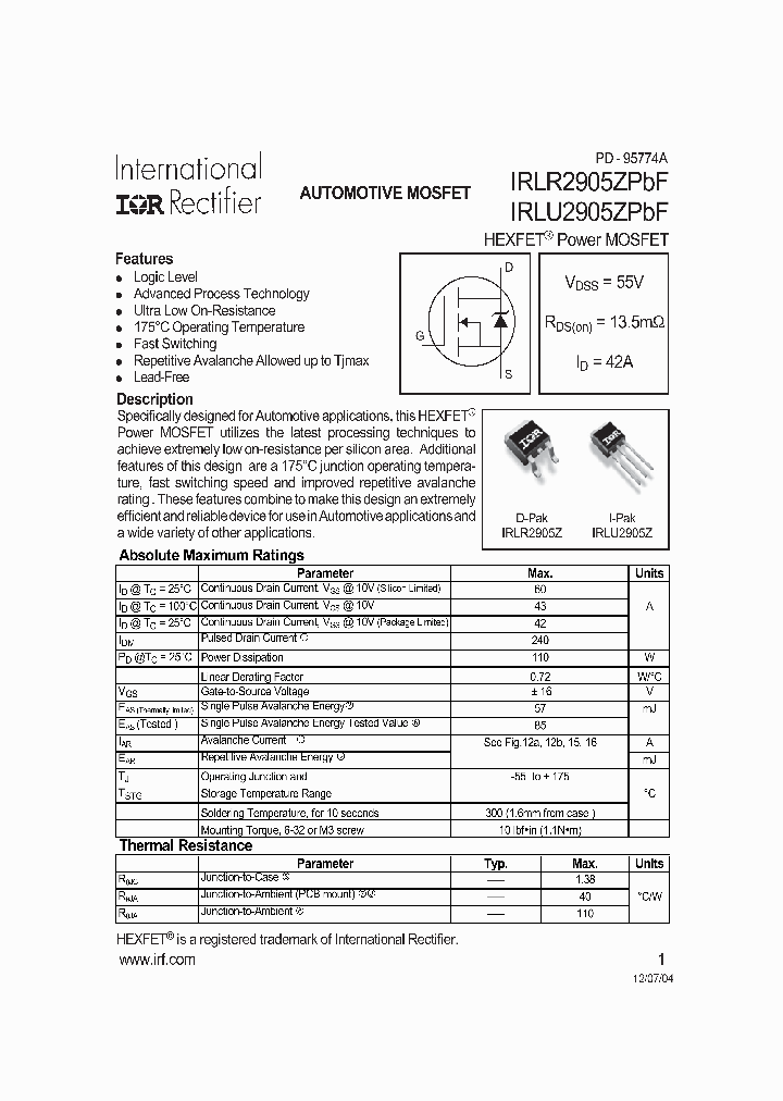 IRLR2905ZPBF_625303.PDF Datasheet