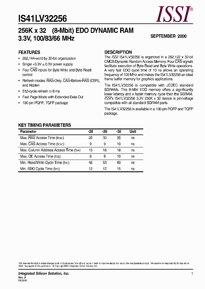 IS41LV32256_701640.PDF Datasheet