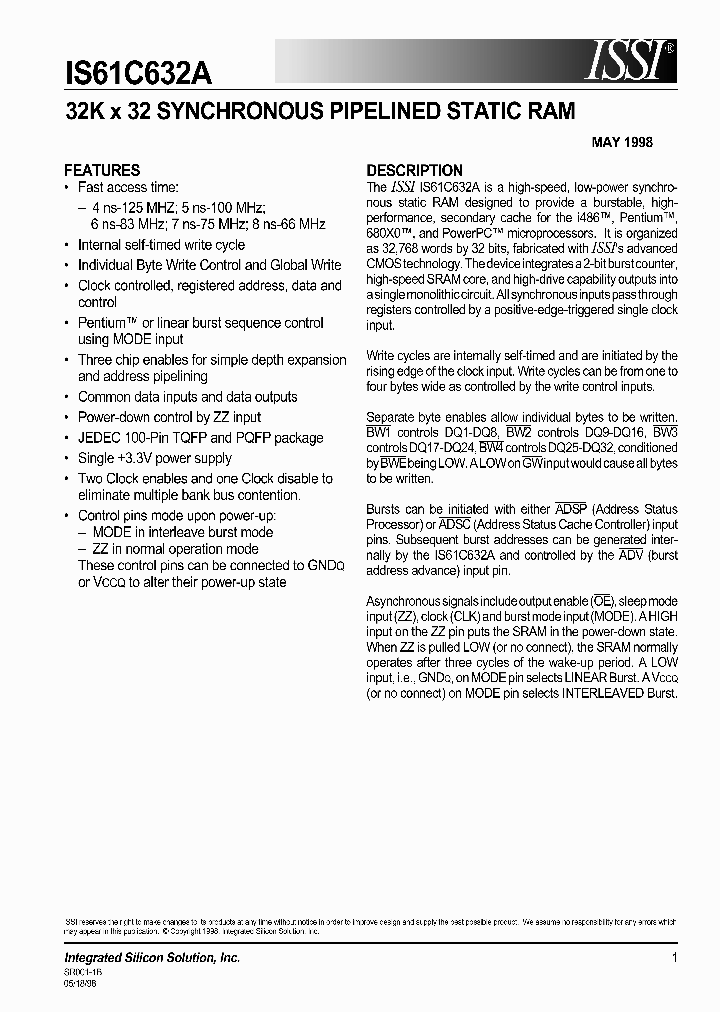 IS61C632A-6PQ_808683.PDF Datasheet