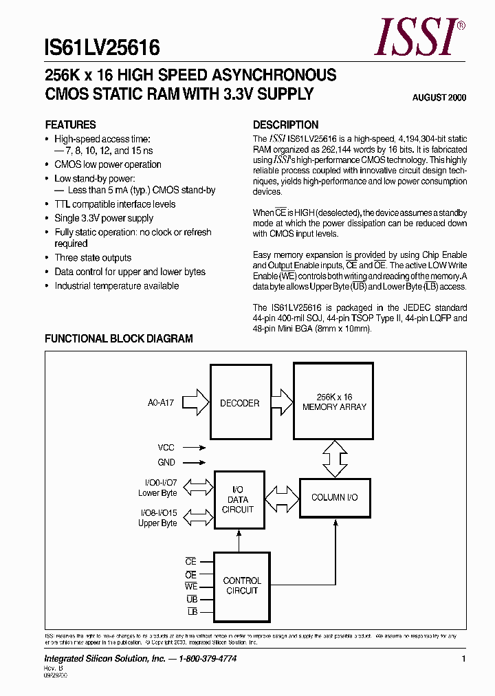 IS61LV25616-12T_827439.PDF Datasheet