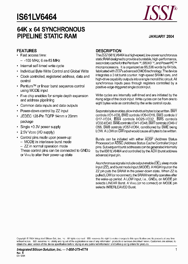 IS61LV6464-100TQ_817241.PDF Datasheet