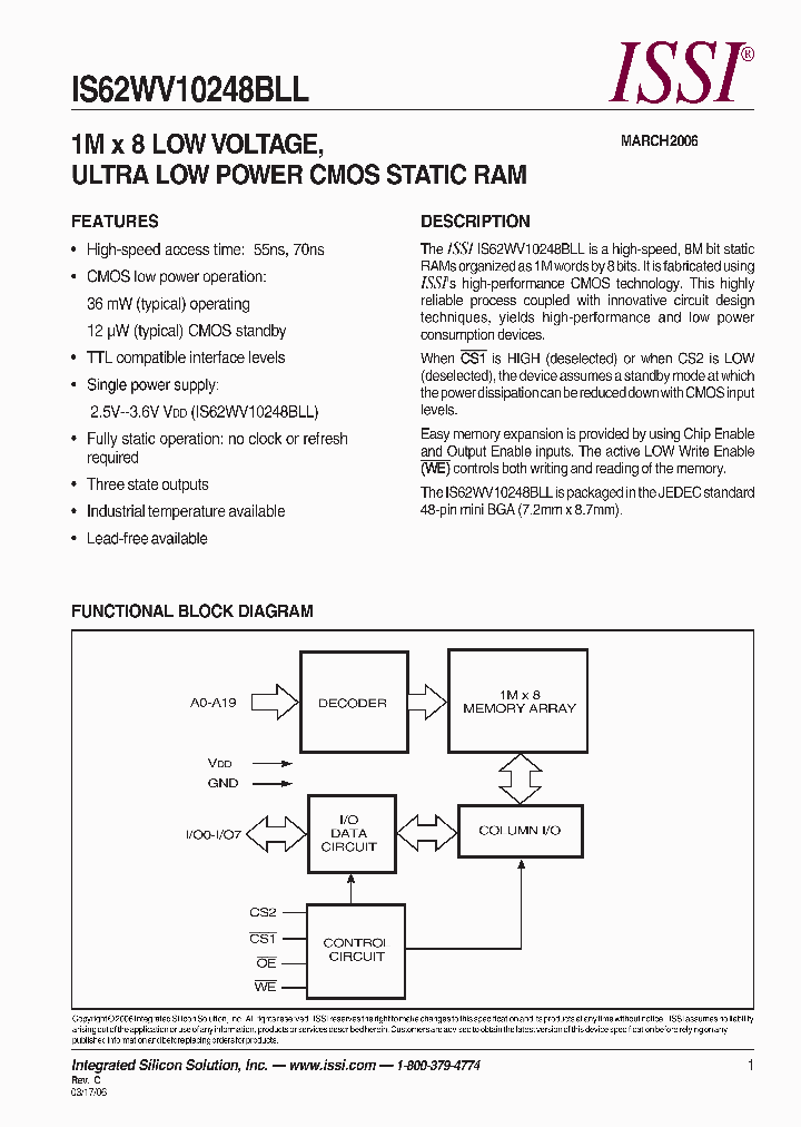IS62WV10248BLL-70BI_660433.PDF Datasheet