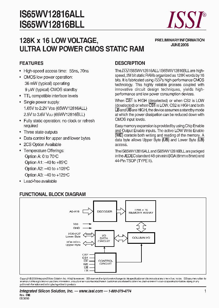 IS65WV12816BLL_660271.PDF Datasheet