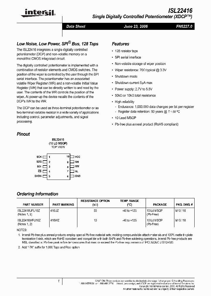 ISL22416WFU10Z_719891.PDF Datasheet