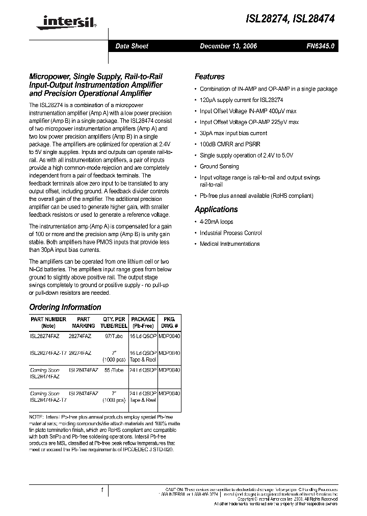 ISL28474_711361.PDF Datasheet