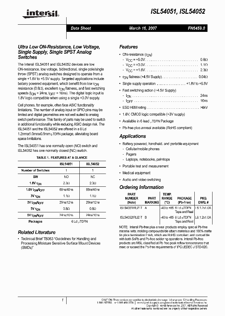 ISL54051_711257.PDF Datasheet