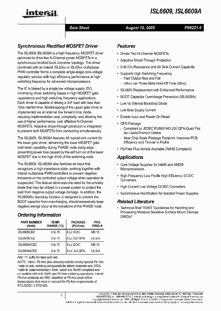 ISL6609CBZ_704966.PDF Datasheet