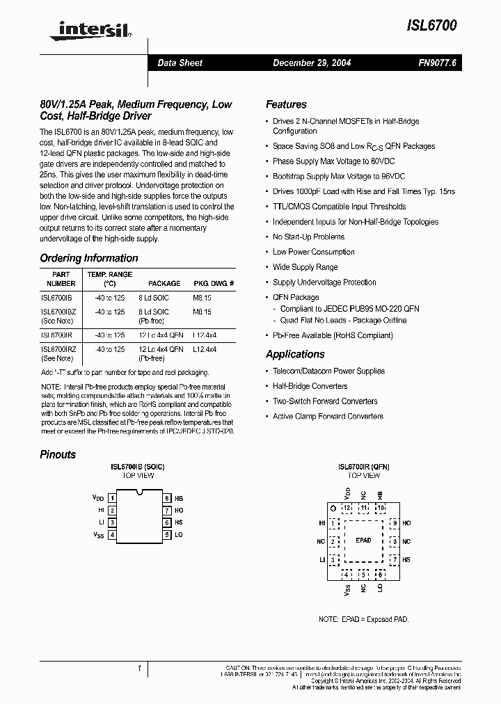 ISL6700IBZ_864587.PDF Datasheet