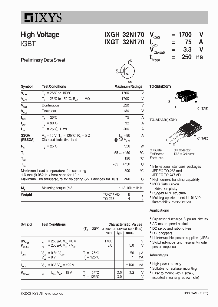 IXGH32N170_674290.PDF Datasheet