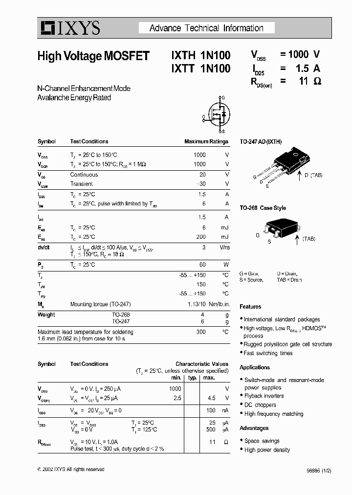 IXTH1N100_714932.PDF Datasheet