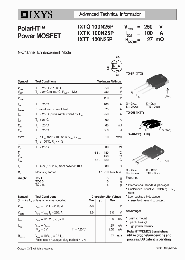 IXTK100N25P_666521.PDF Datasheet