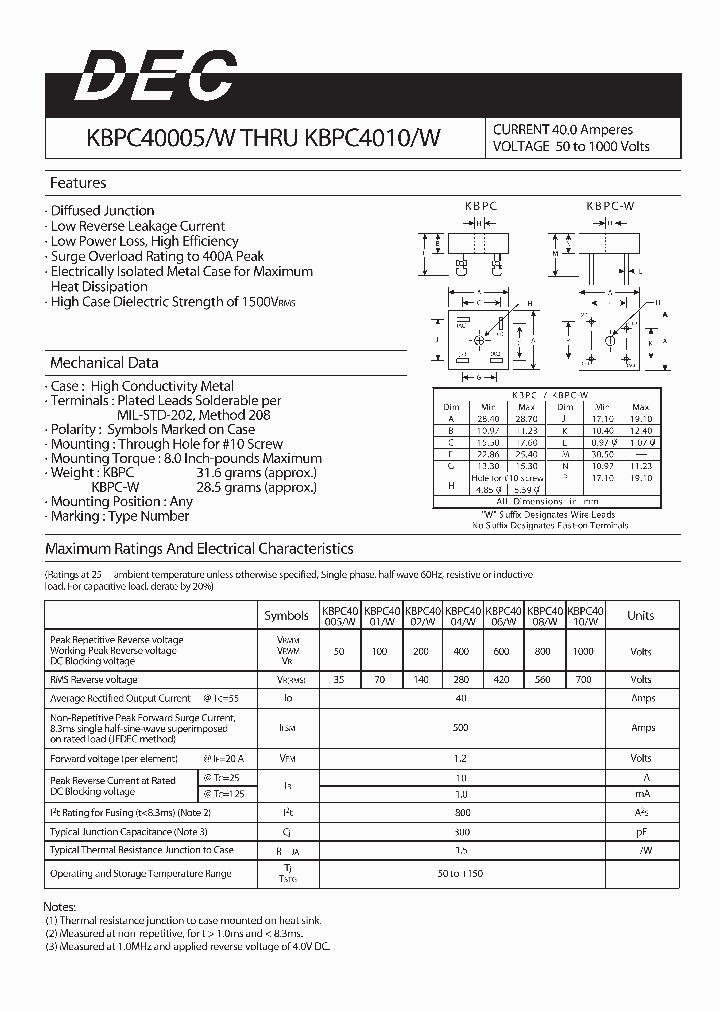 KBPC40005_720880.PDF Datasheet