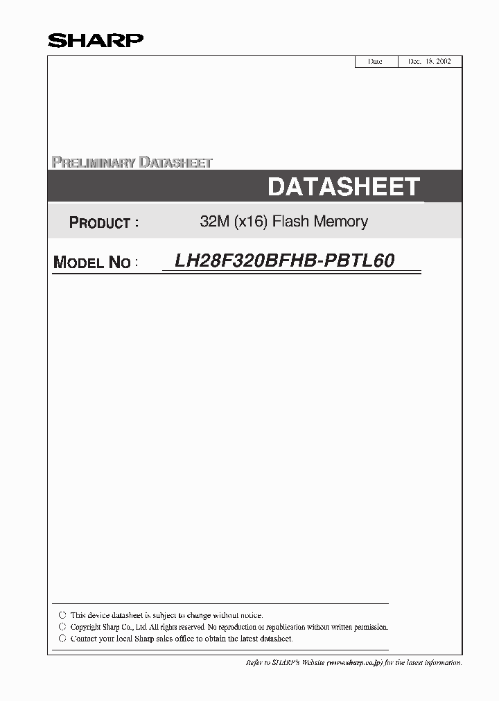LH28F320BFHB-PBTL60_941959.PDF Datasheet