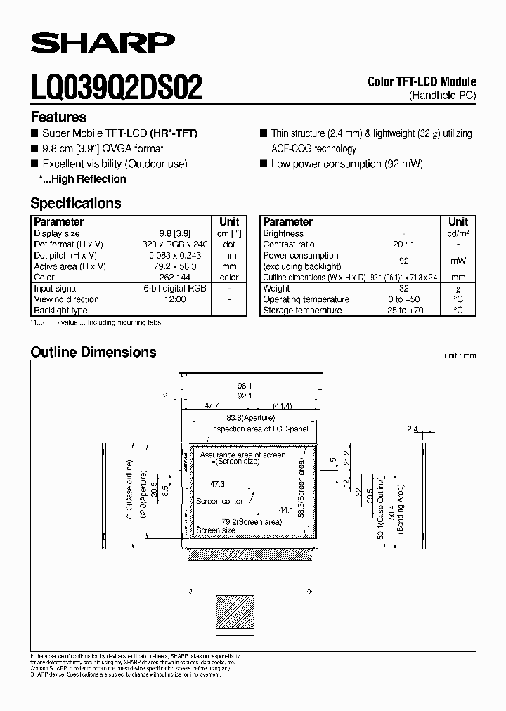 LQ039Q2DS02_800213.PDF Datasheet