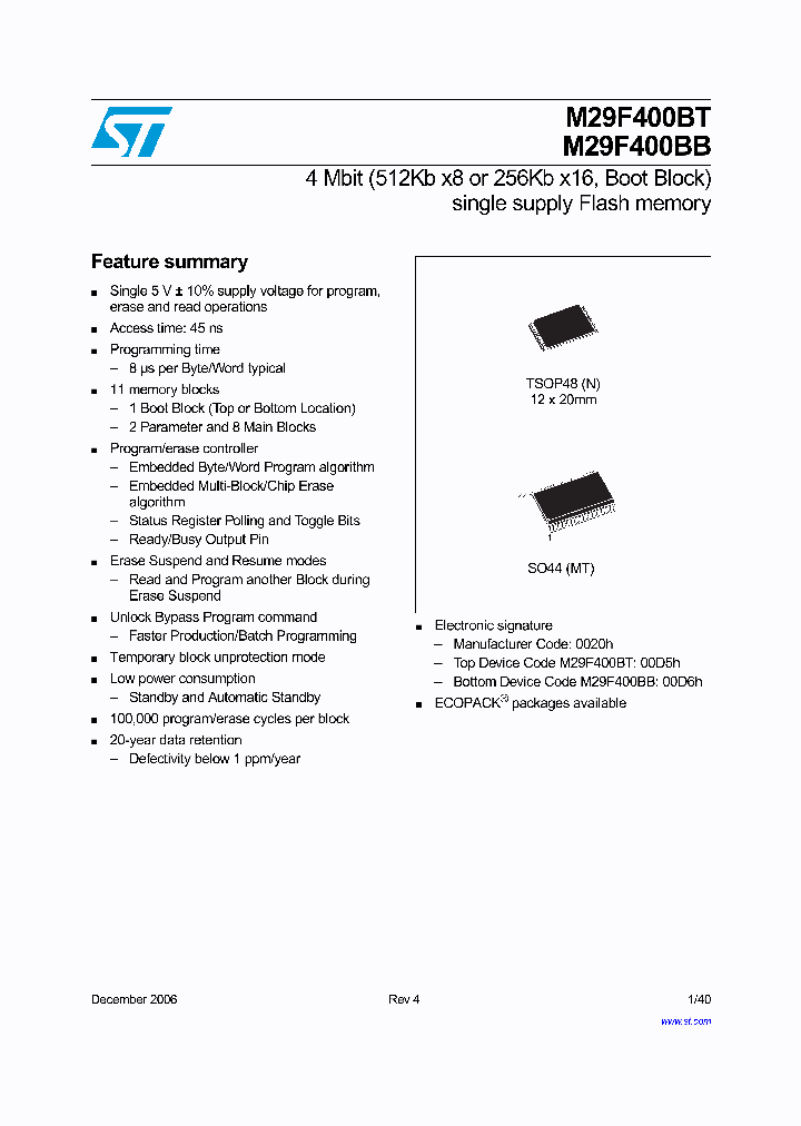 M29F400BB45N1E_732847.PDF Datasheet