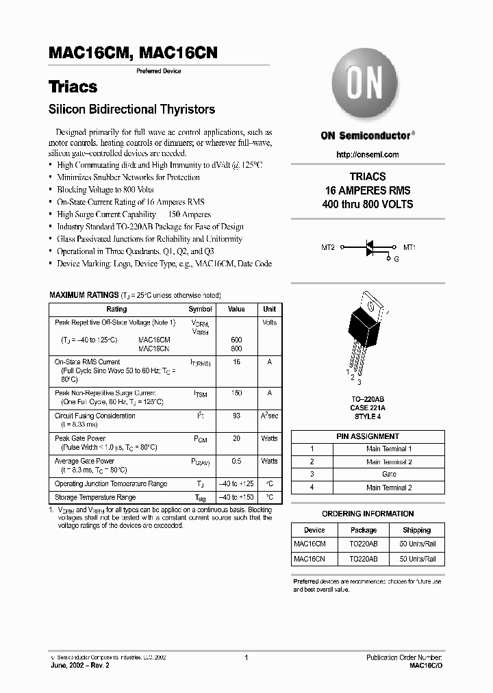 MAC16CM_741519.PDF Datasheet