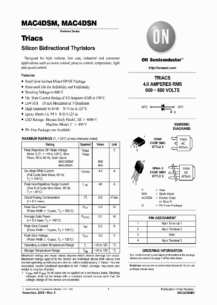 MAC4DSMT4G_741565.PDF Datasheet