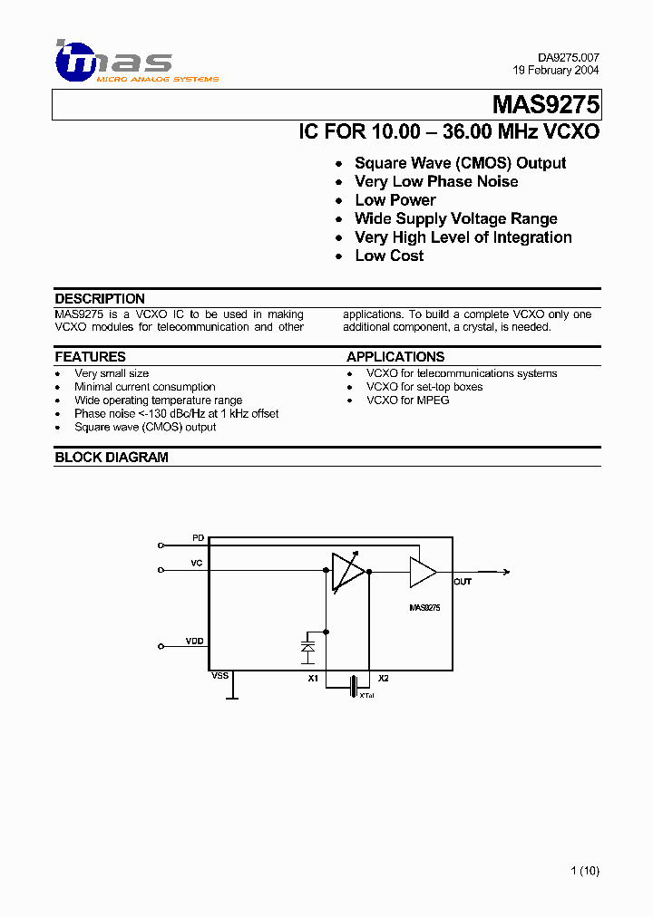 MAS9275_734393.PDF Datasheet