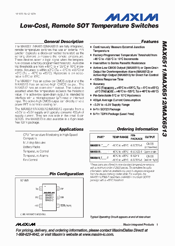 MAX6511_869736.PDF Datasheet