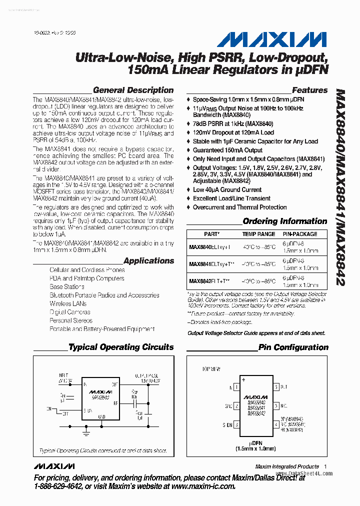 MAX8841ELTXYT_664248.PDF Datasheet