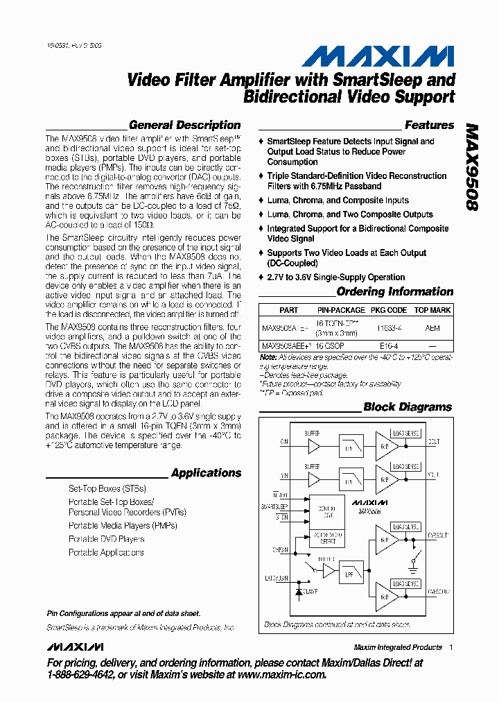 MAX9508ATE_622171.PDF Datasheet