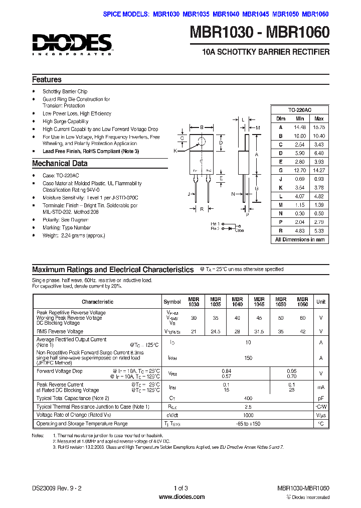 MBR10301_732160.PDF Datasheet