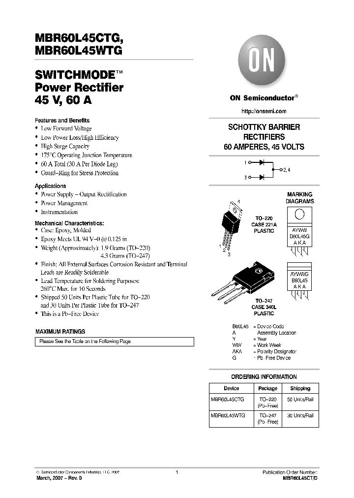 MBR60L45CTG_741631.PDF Datasheet
