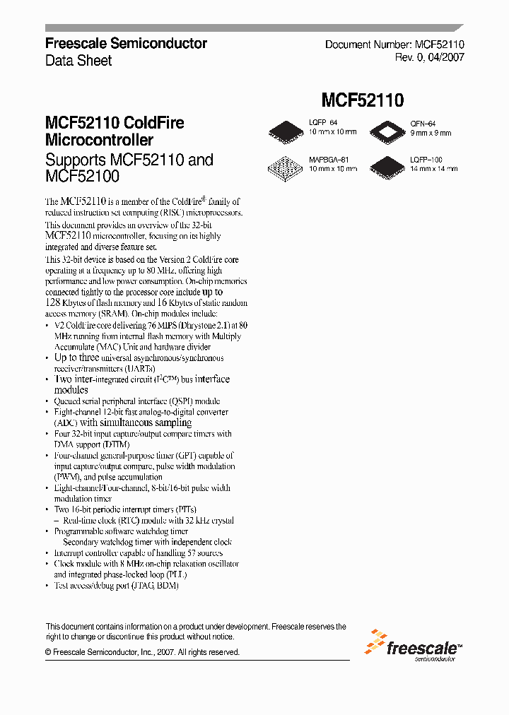 MCF52110_1011245.PDF Datasheet
