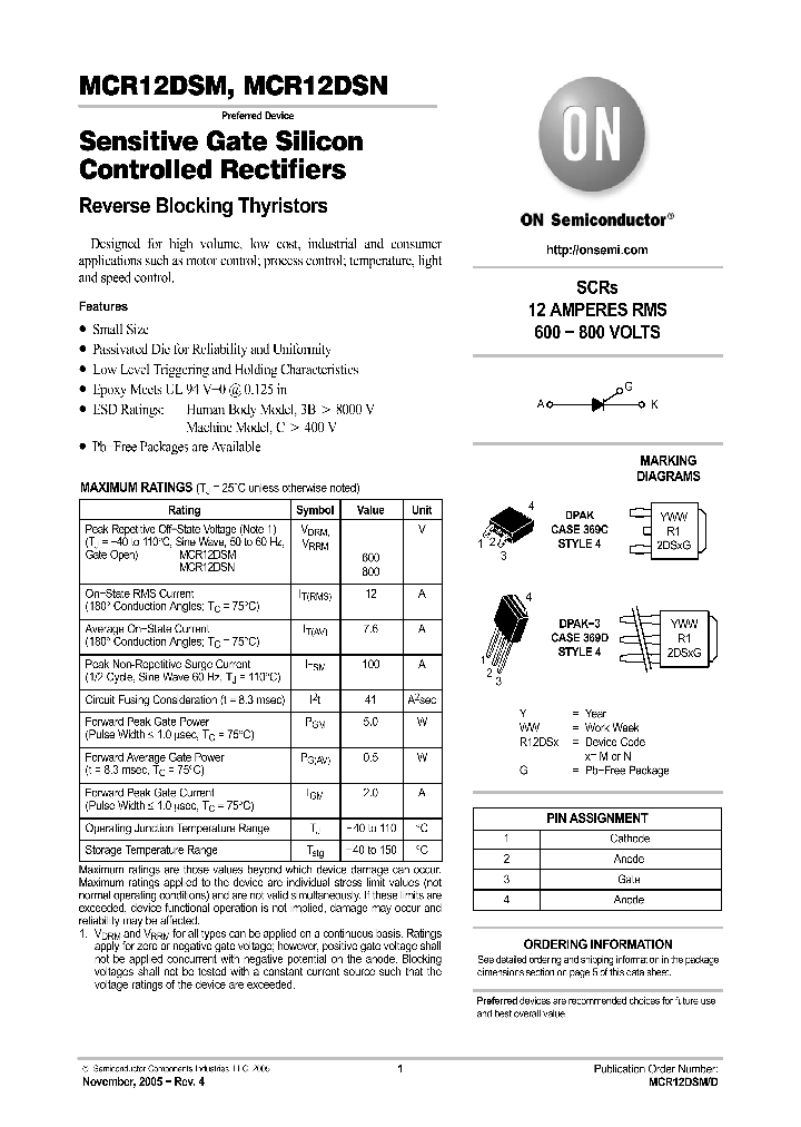 MCR12DSMT4_742443.PDF Datasheet