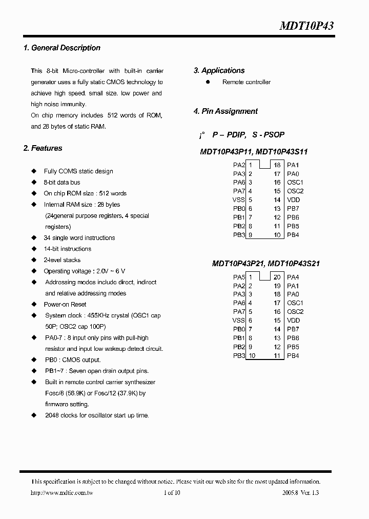 MDT10P43_775356.PDF Datasheet
