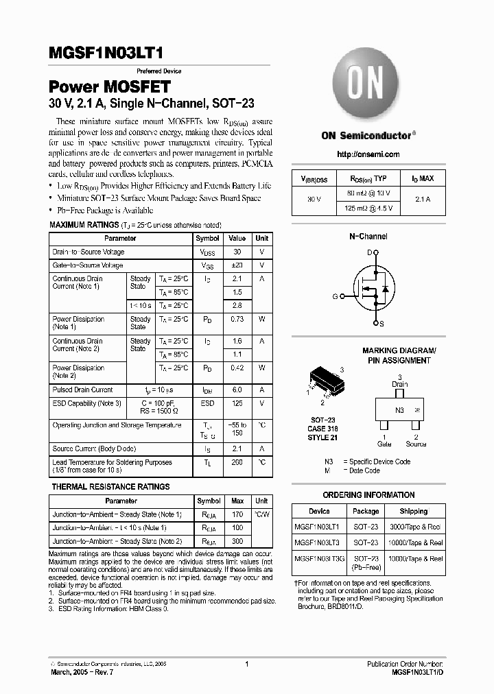 MGSF1N03LT1_959571.PDF Datasheet