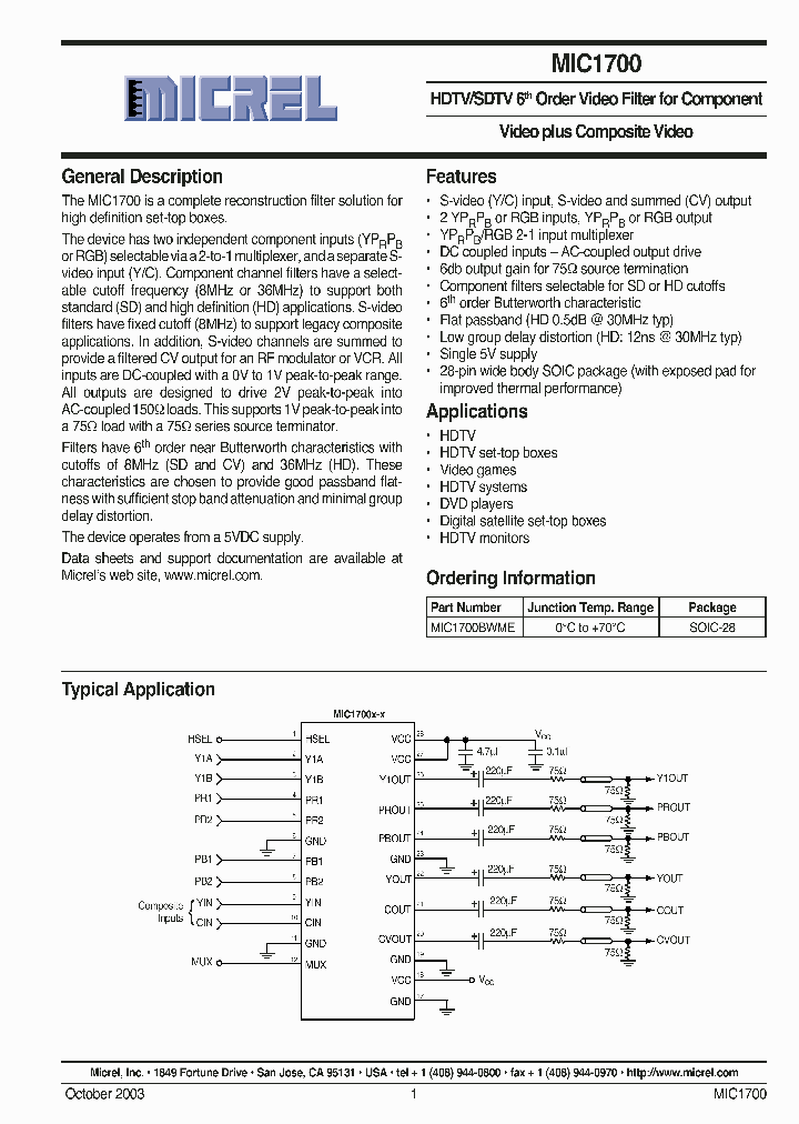 MIC1700_830743.PDF Datasheet