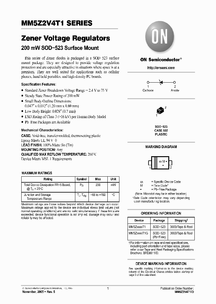 MM5Z2V4T1G_629965.PDF Datasheet