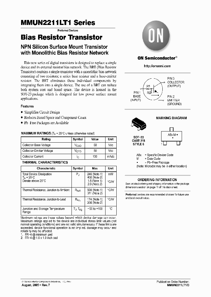 MMUN2211LT1G_754406.PDF Datasheet
