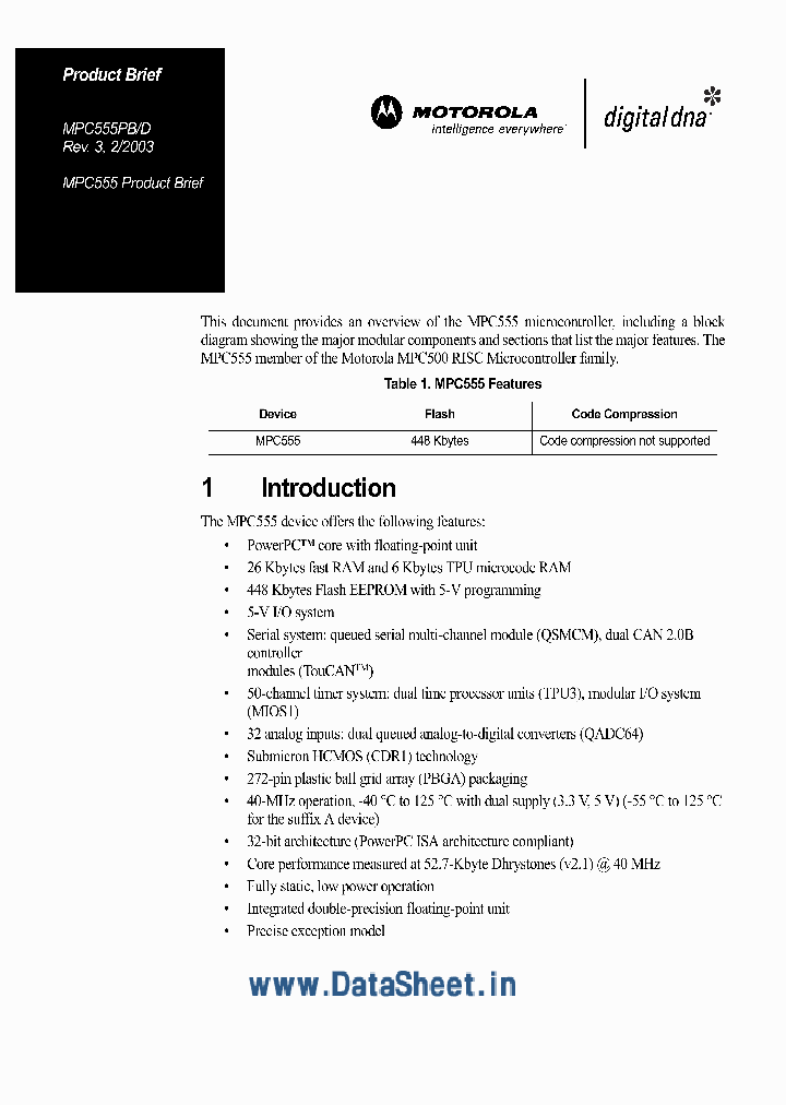 MPC555LFMZP40_874004.PDF Datasheet