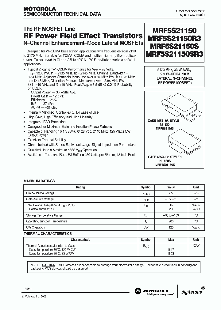 MRF5S21150SR3_873997.PDF Datasheet