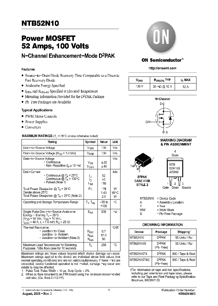 NTB52N10G_716047.PDF Datasheet
