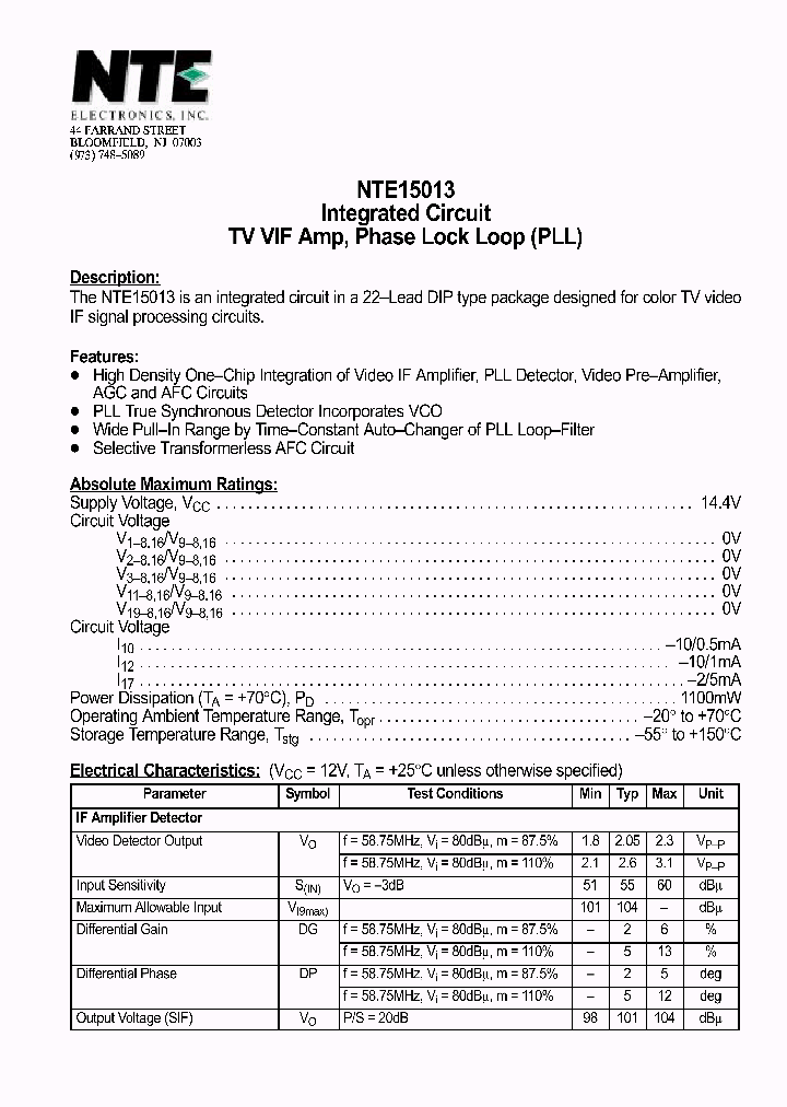 NTE15013_805330.PDF Datasheet