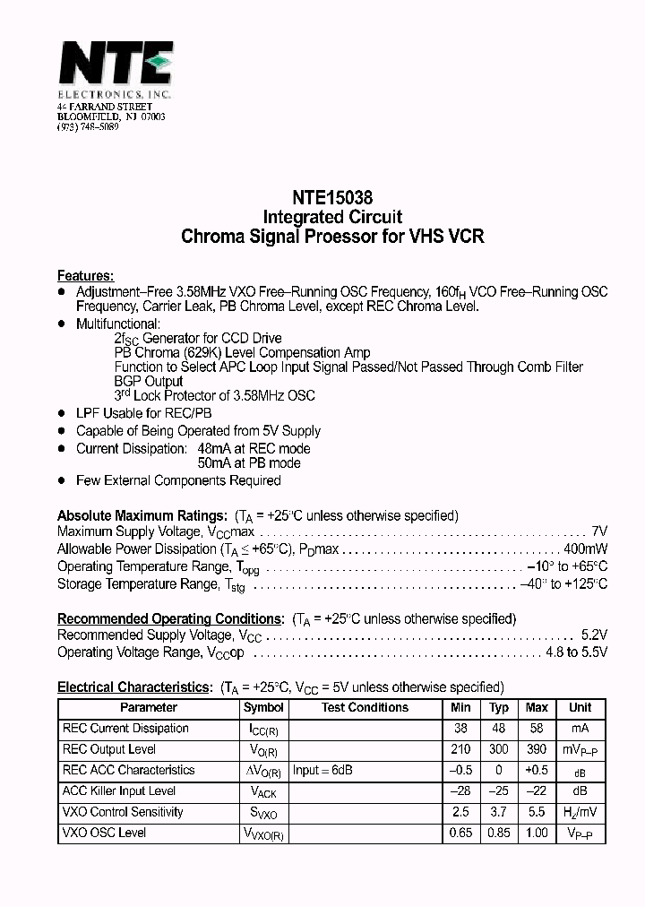 NTE15038_803938.PDF Datasheet
