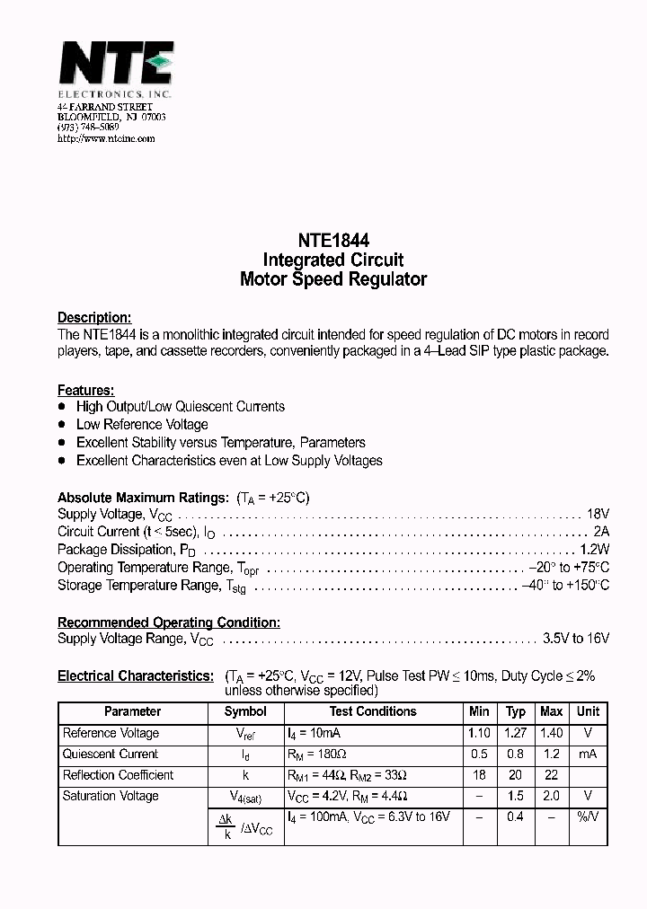 NTE1844_839401.PDF Datasheet