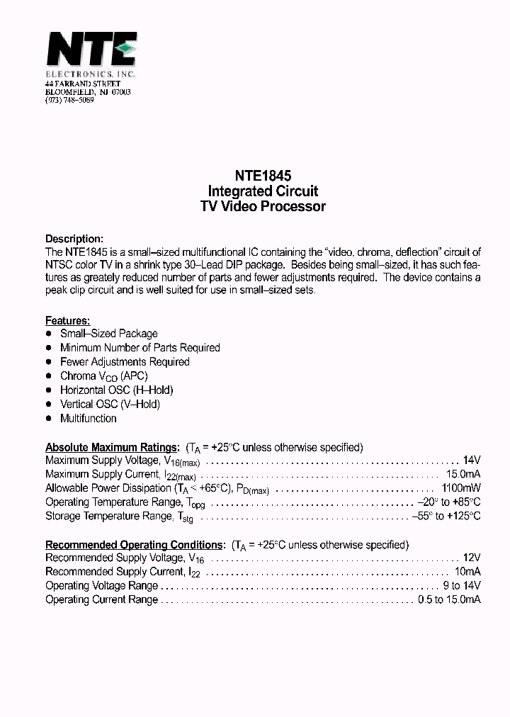 NTE1845_839402.PDF Datasheet