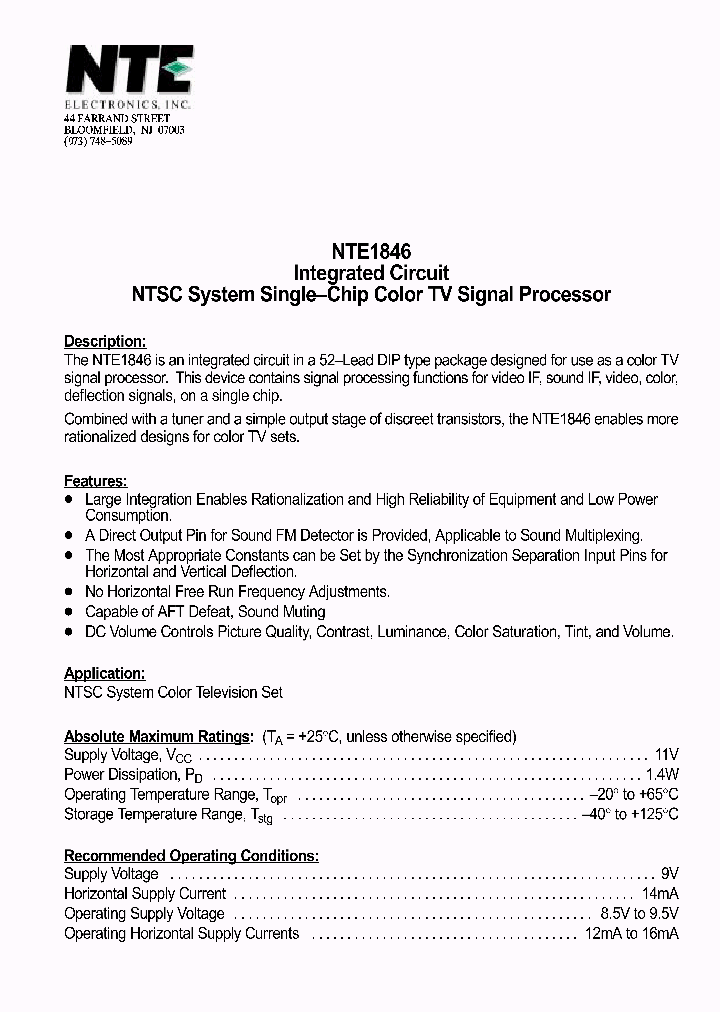 NTE1846_839403.PDF Datasheet