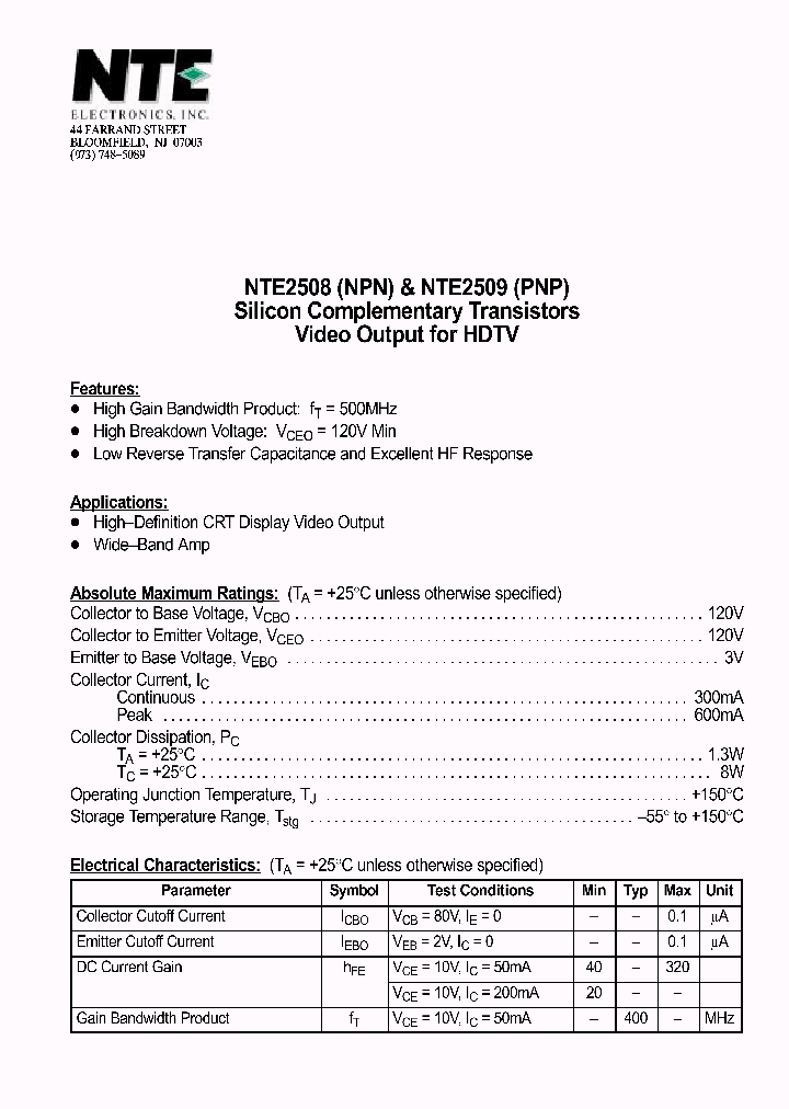 NTE2508_936244.PDF Datasheet