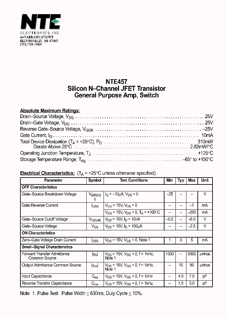 NTE457_1014847.PDF Datasheet