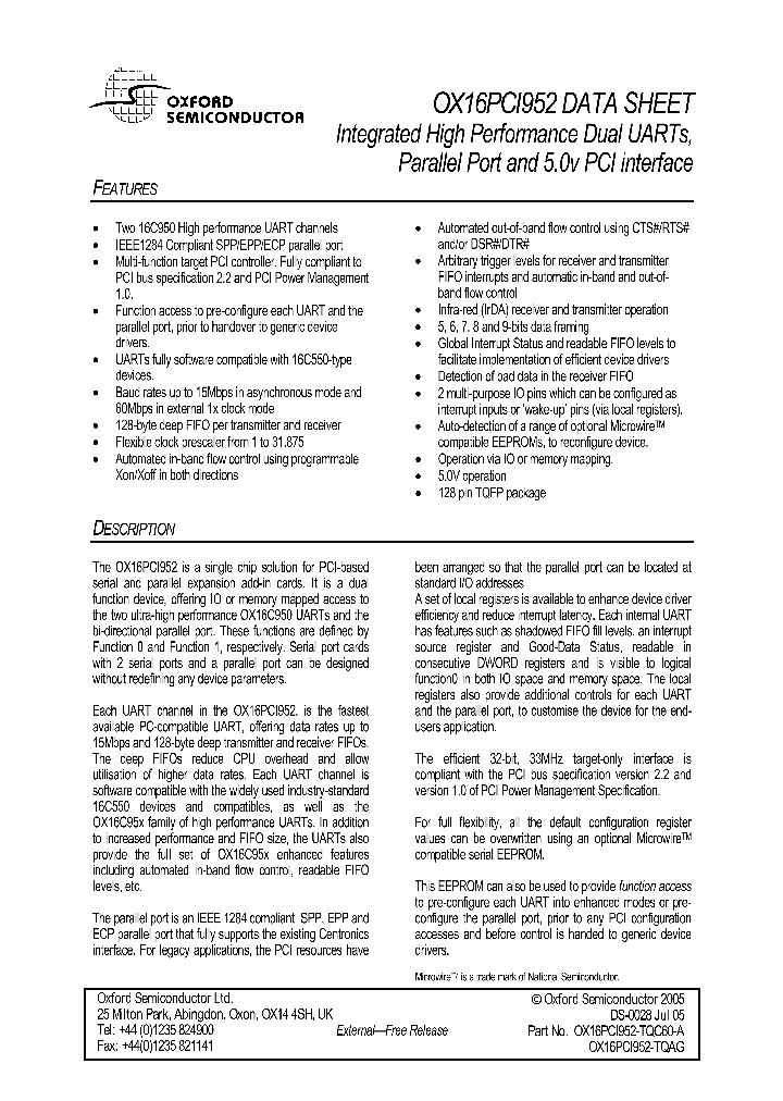 OX16PCI952-TQAG_911565.PDF Datasheet