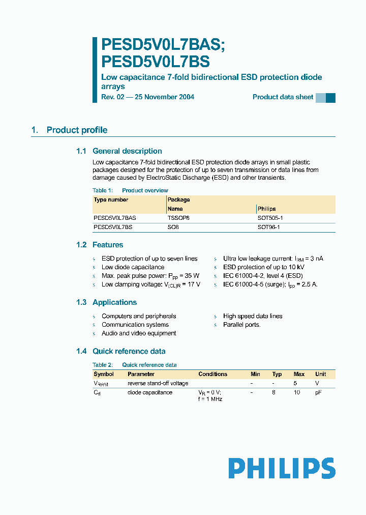 PESD5V0L7BAS_931432.PDF Datasheet