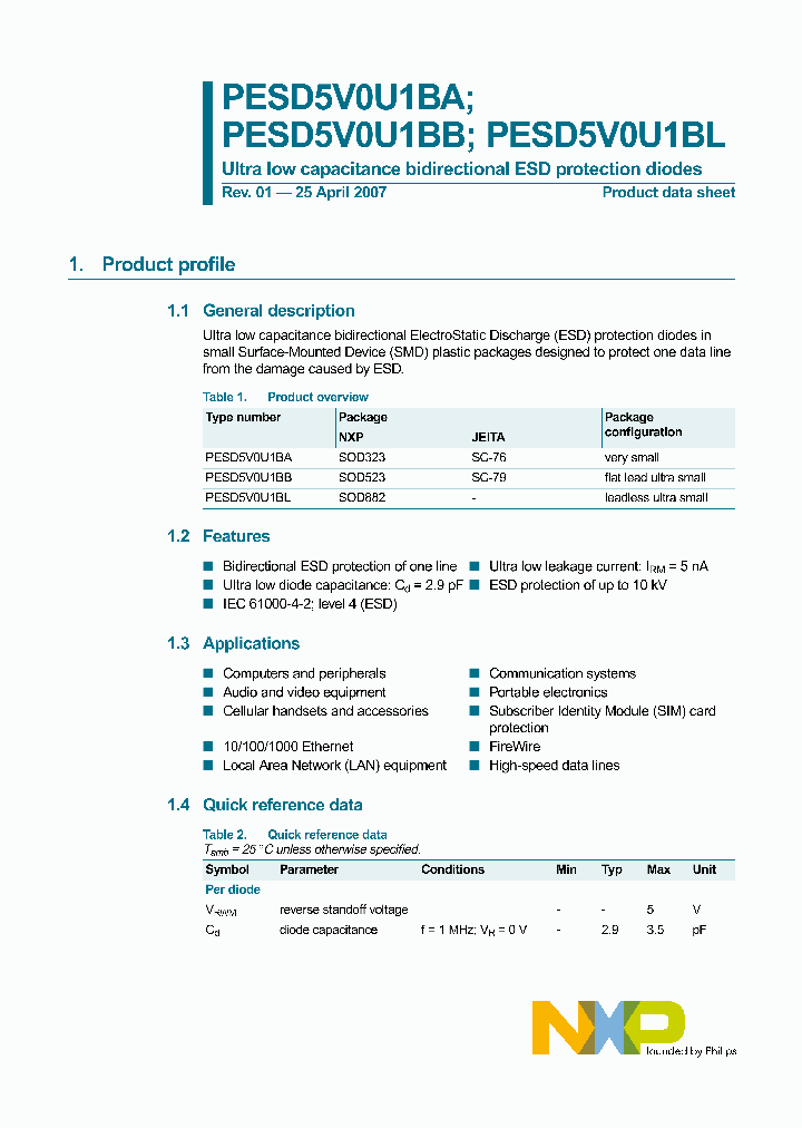 PESD5V0U1BA_931577.PDF Datasheet