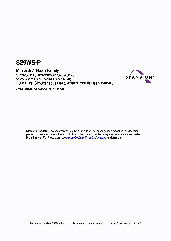 S29WS512P0LBAW003_668206.PDF Datasheet