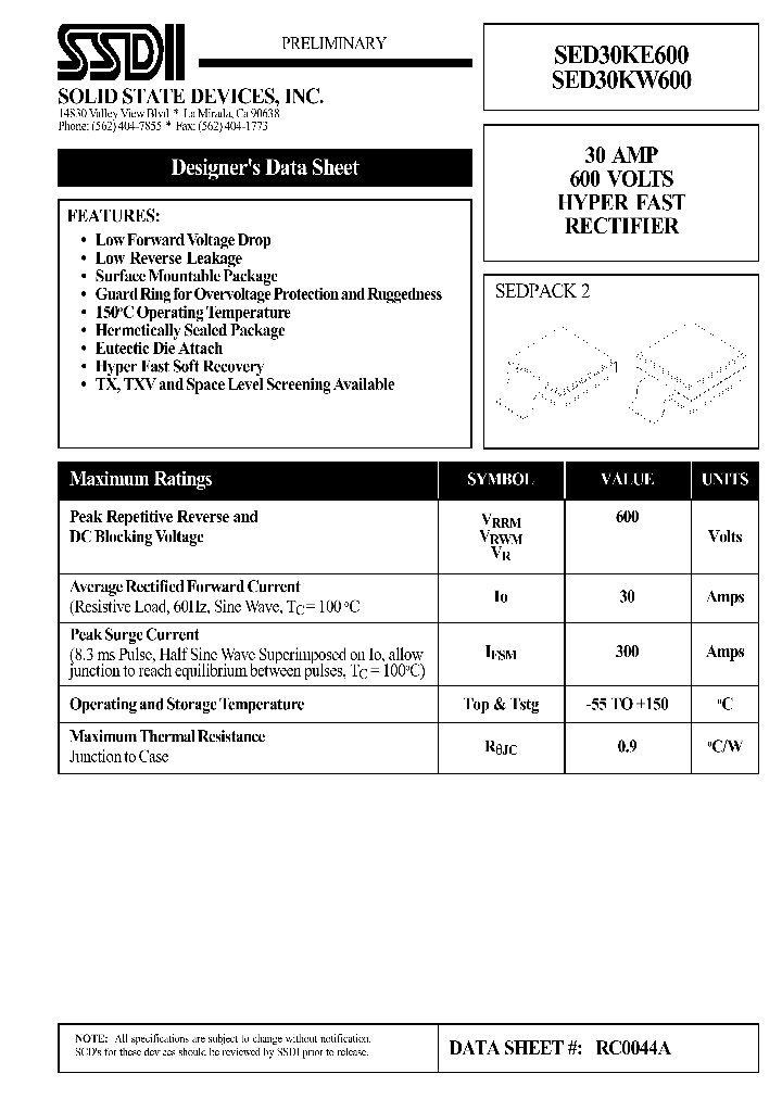 SED30KW600_819888.PDF Datasheet